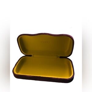 Gucci Purple Velvet Hinged Hard Shell Sunglass Case Yellow Velvet Lining 7X4